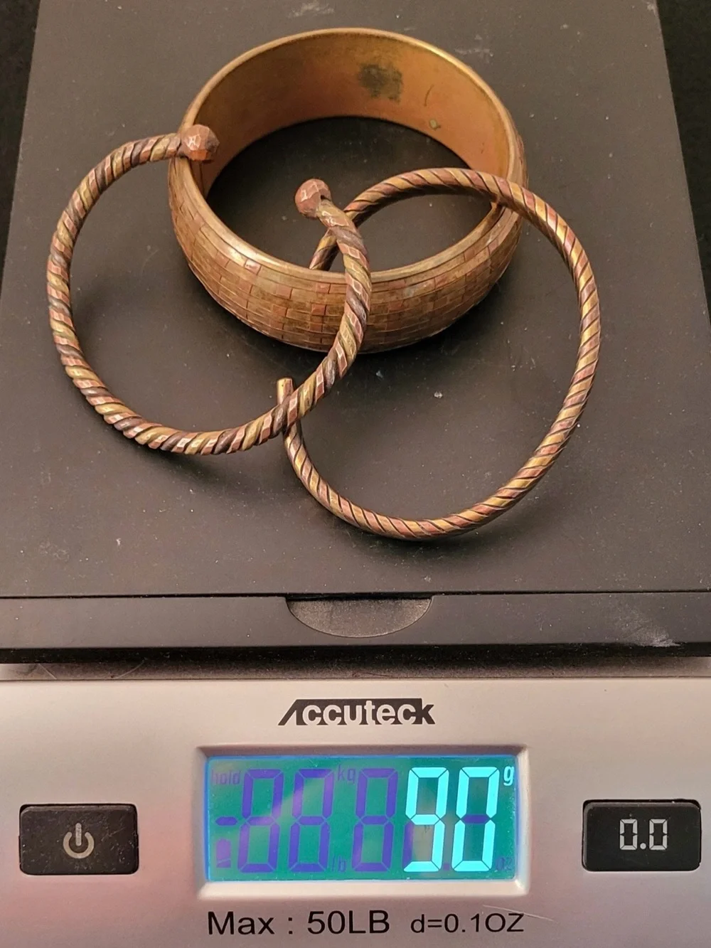 Vintage Copper bracelet lot of 2 Twist cuff Bracelets & a Woven Bangle 3 total